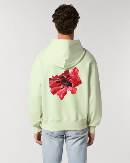 RED FLOWER KAPUZENPULLOVER