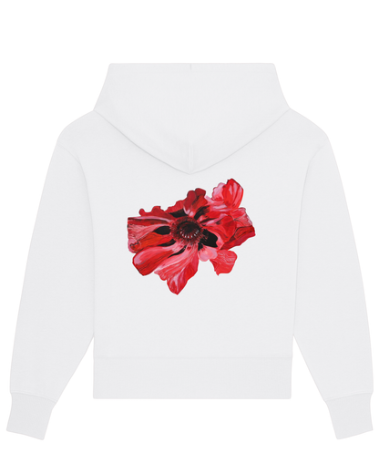 RED FLOWER KAPUZENPULLOVER