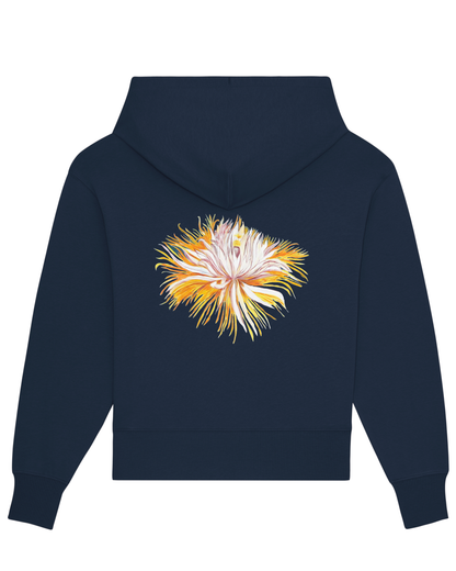 GELBE BLUME KAPUZENPULLOVER