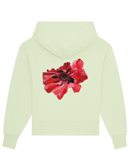 RED FLOWER KAPUZENPULLOVER